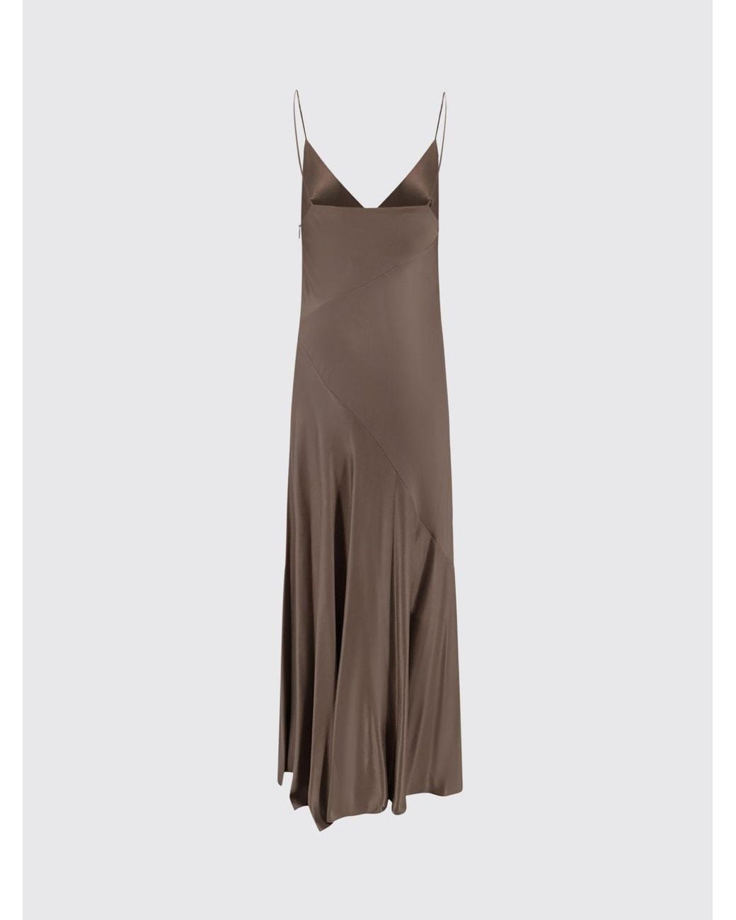 Alberta Ferretti Long Slip Dress in Brown | Lyst