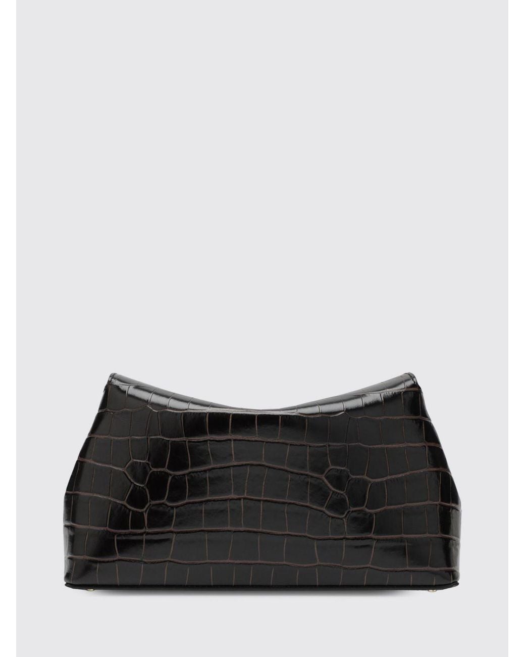 Totême Black T-Lock Croc-Effect Leather Clutch With Monogram Logo