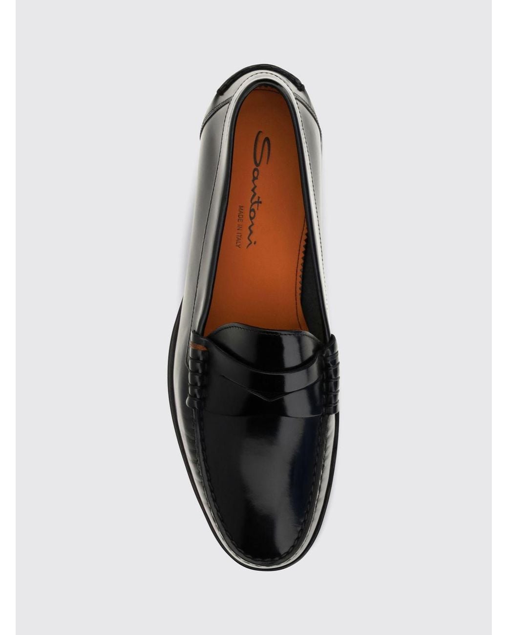 Santoni White Calf Leather Penny Loafers With Saddle Strap And Raised Apron Toe for men