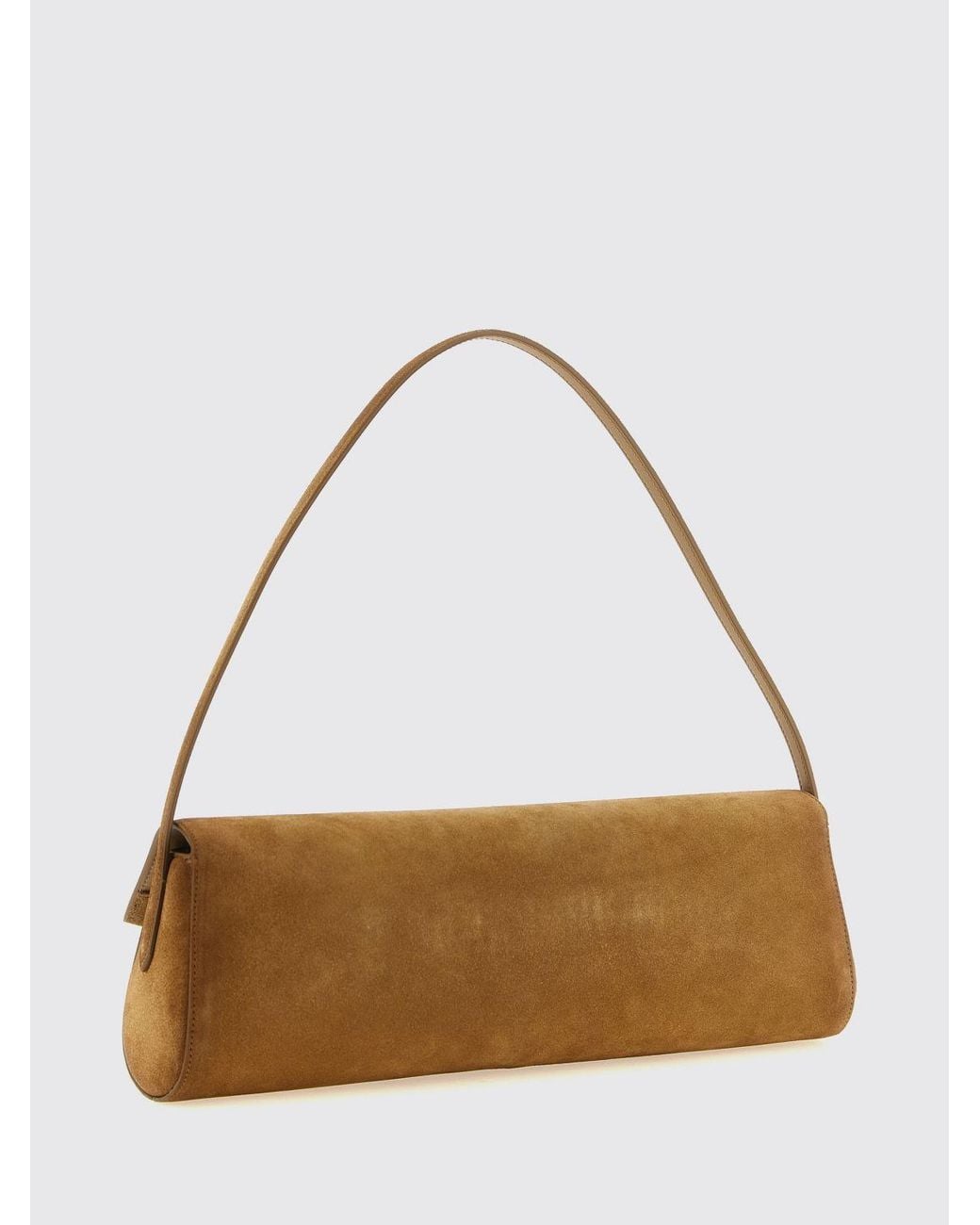 Jil Sander White Suede Calfskin Shoulder Bag With A Flared Rectangular Shape