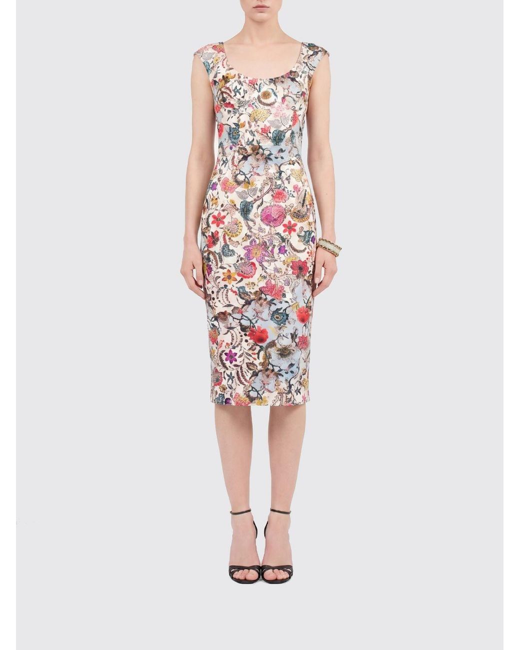 Roberto Cavalli White Printed Jersey Midi Dress