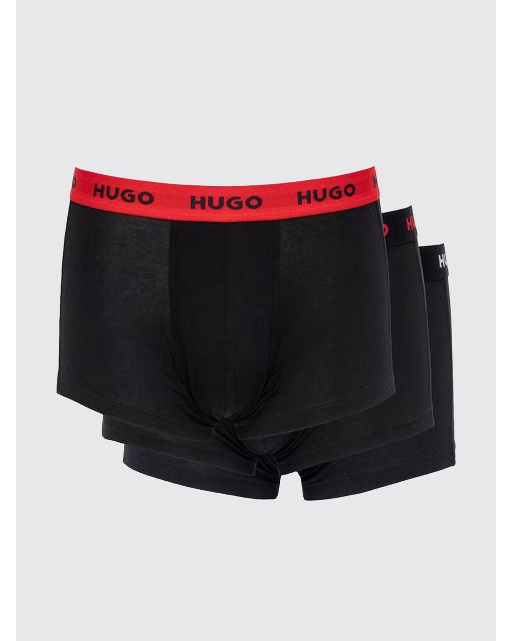 HUGO Black Set Of Three Cotton Trunks With Elasticated Waistband And Contrast Logo for men