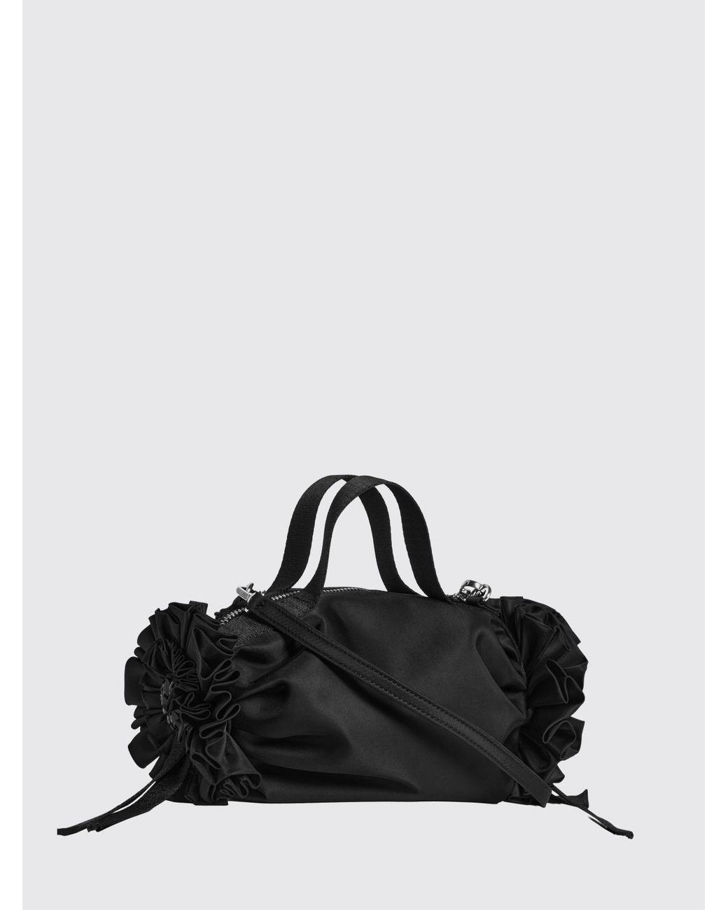Simone Rocha Black Double Ribbon Nylon Handbag With Crystals And Bow