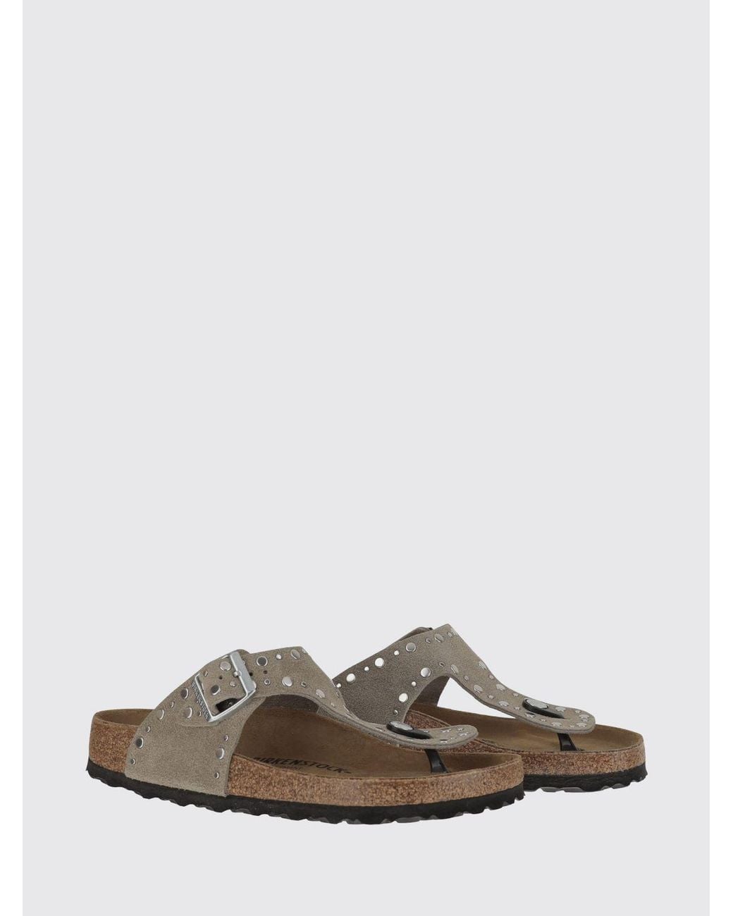 Birkenstock White Gizeh Rivet Suede Sandal With Studs