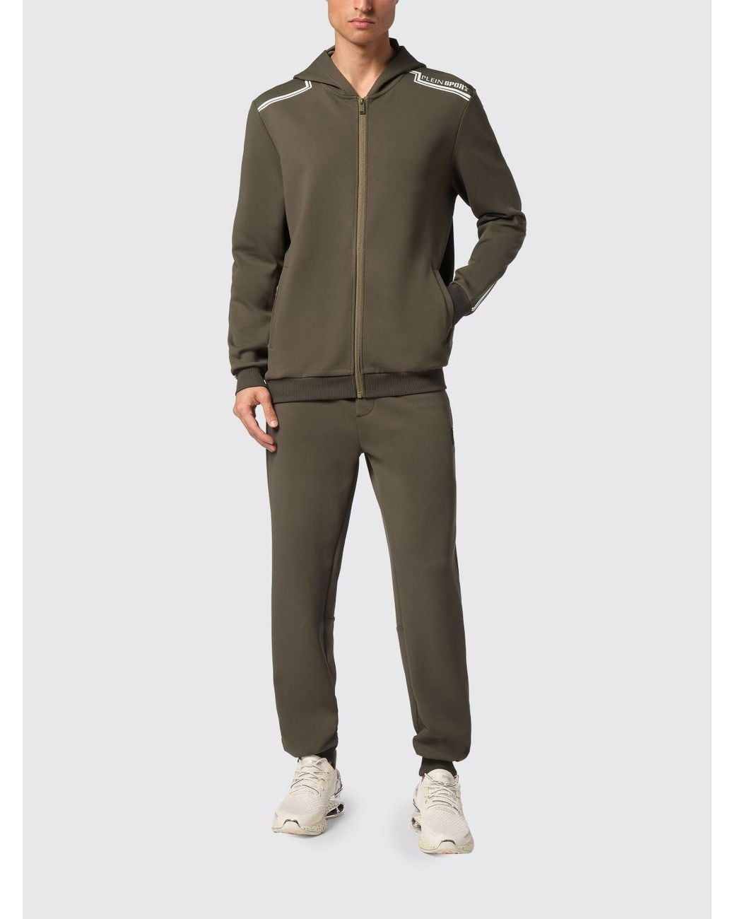 Philipp Plein Green Zip-Up Hooded Sweatshirt for men