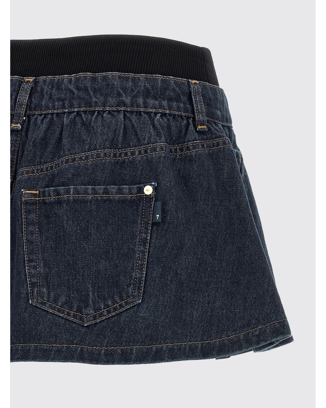 7 For All Mankind Blue Cotton Denim Mini Skirt