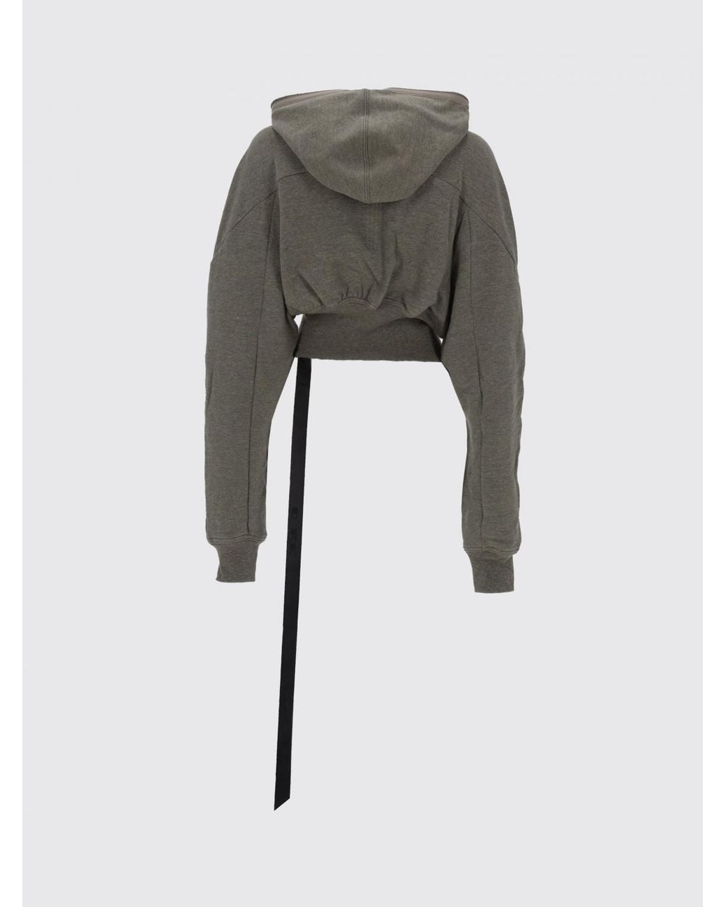 Rick Owens Gray Cotton Crop Sweatshirt