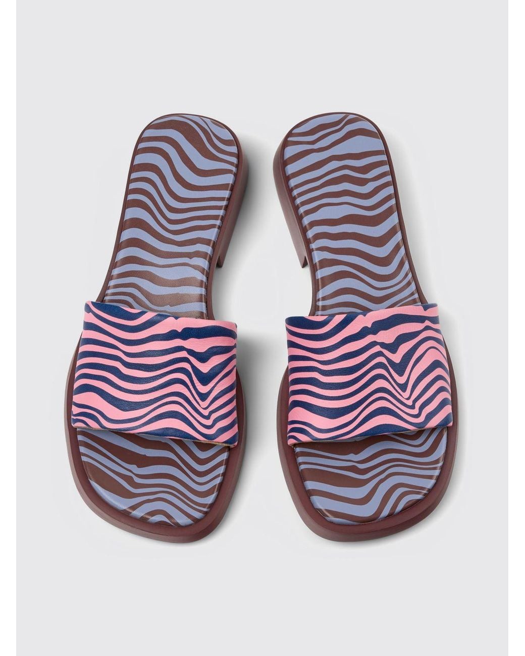 Camper Pink Dana Animal Print Leather Sandals