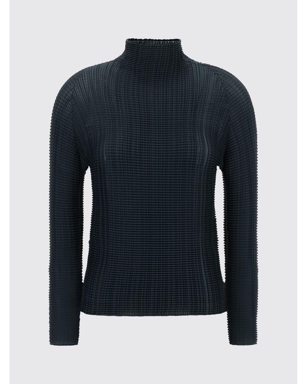 Issey Miyake Blue Long-Sleeved Polyester Crêpe Turtleneck