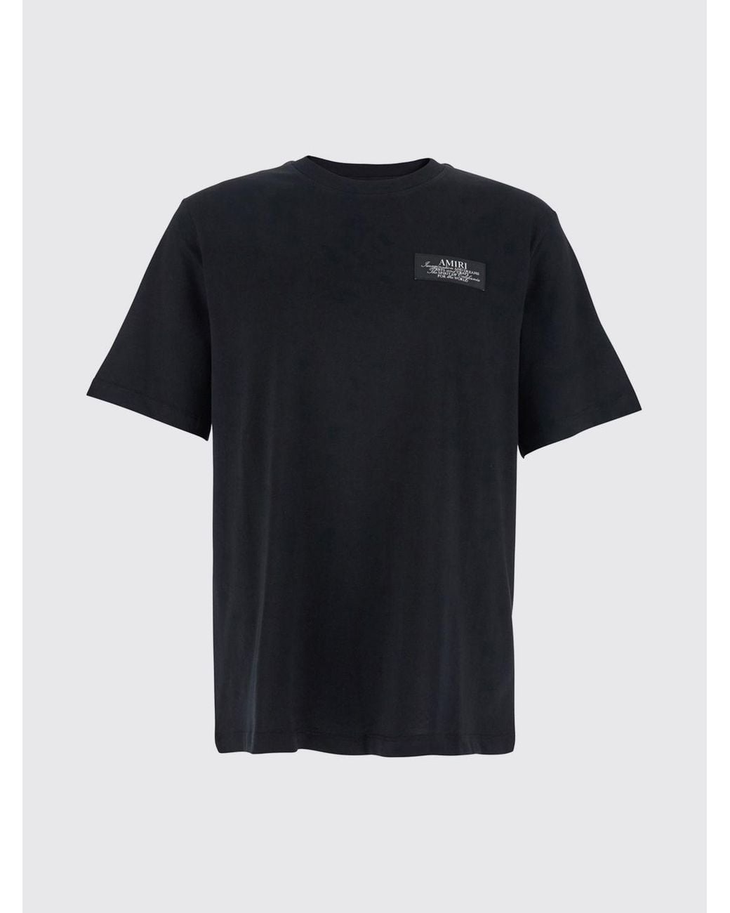 Amiri Black Crewneck Pure Cotton T-Shirt With Contrasting Logo for men
