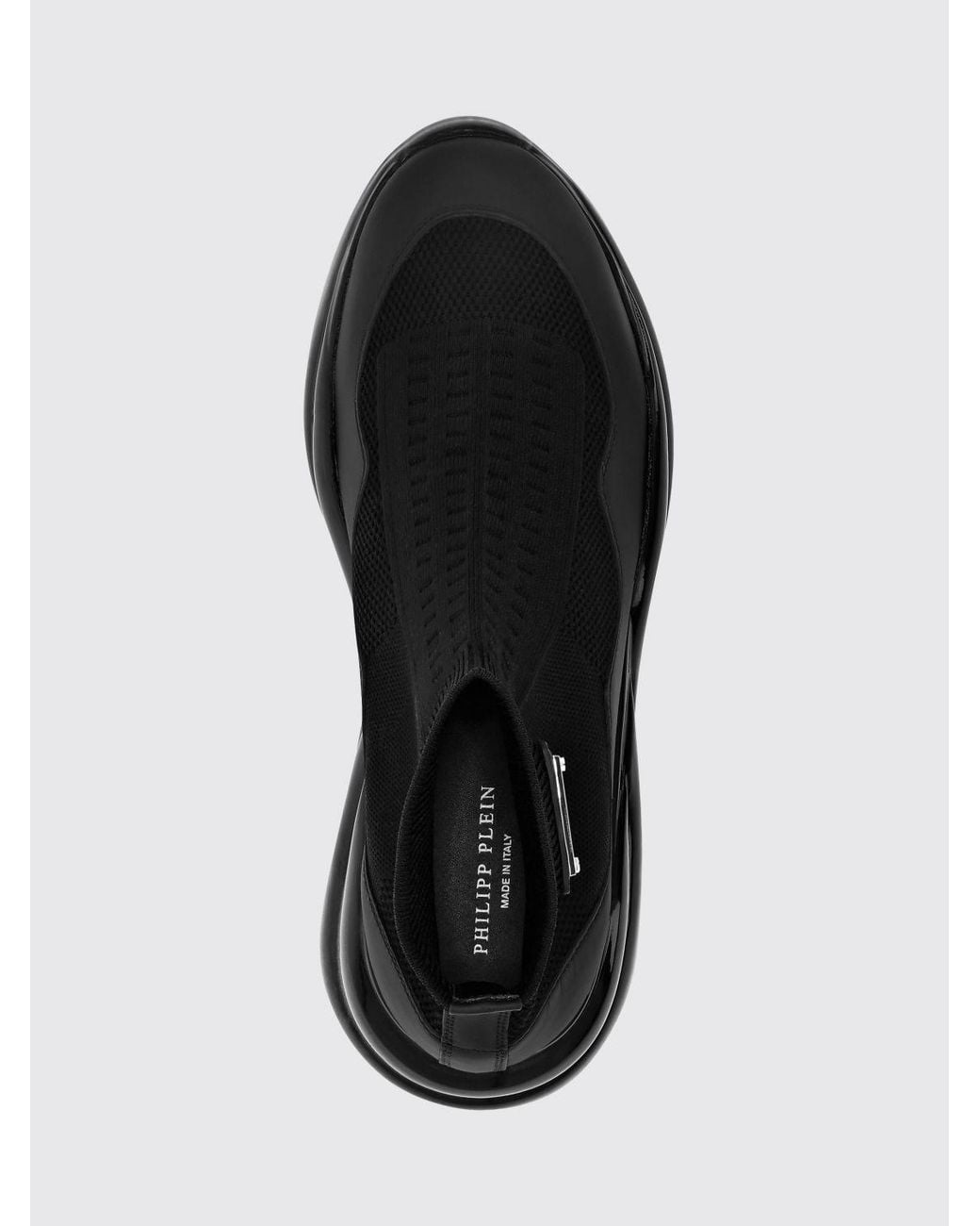 Philipp Plein Black High-Top Slip-On Sneakers With A Sock Design And Leather Inserts for men
