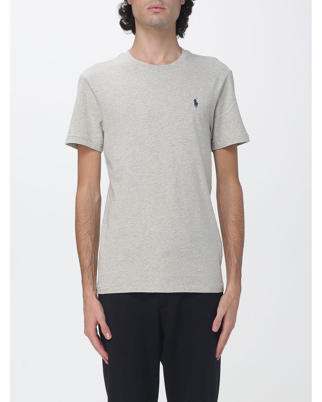 Polo Ralph Lauren Gray Crewneck Cotton T-Shirt With Embroidered Pony Logo for men
