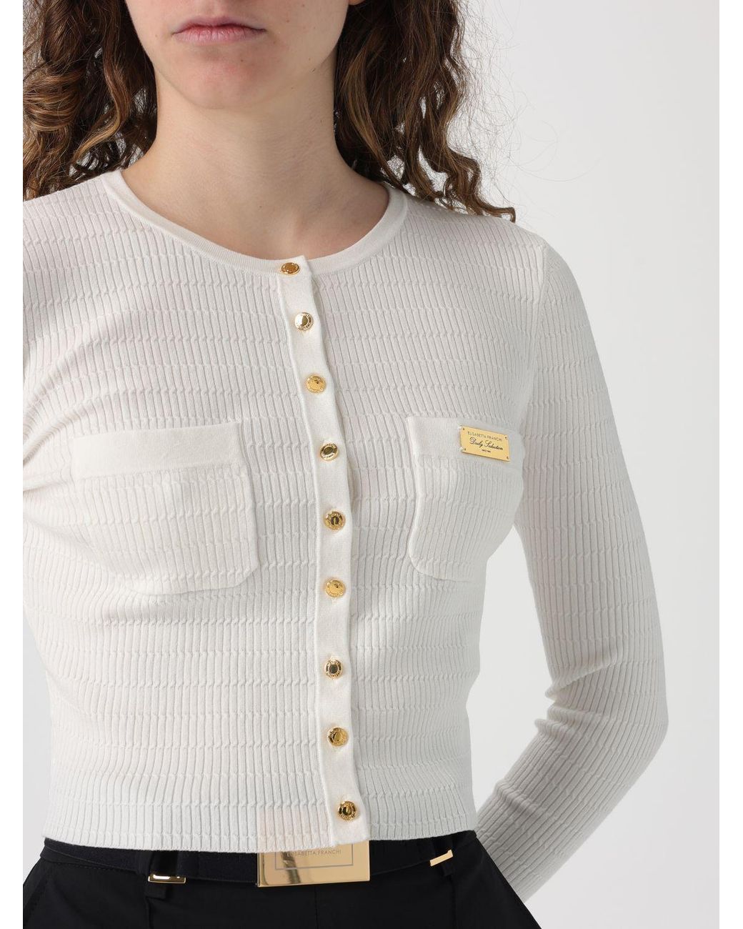 Elisabetta Franchi White Knit Cardigan
