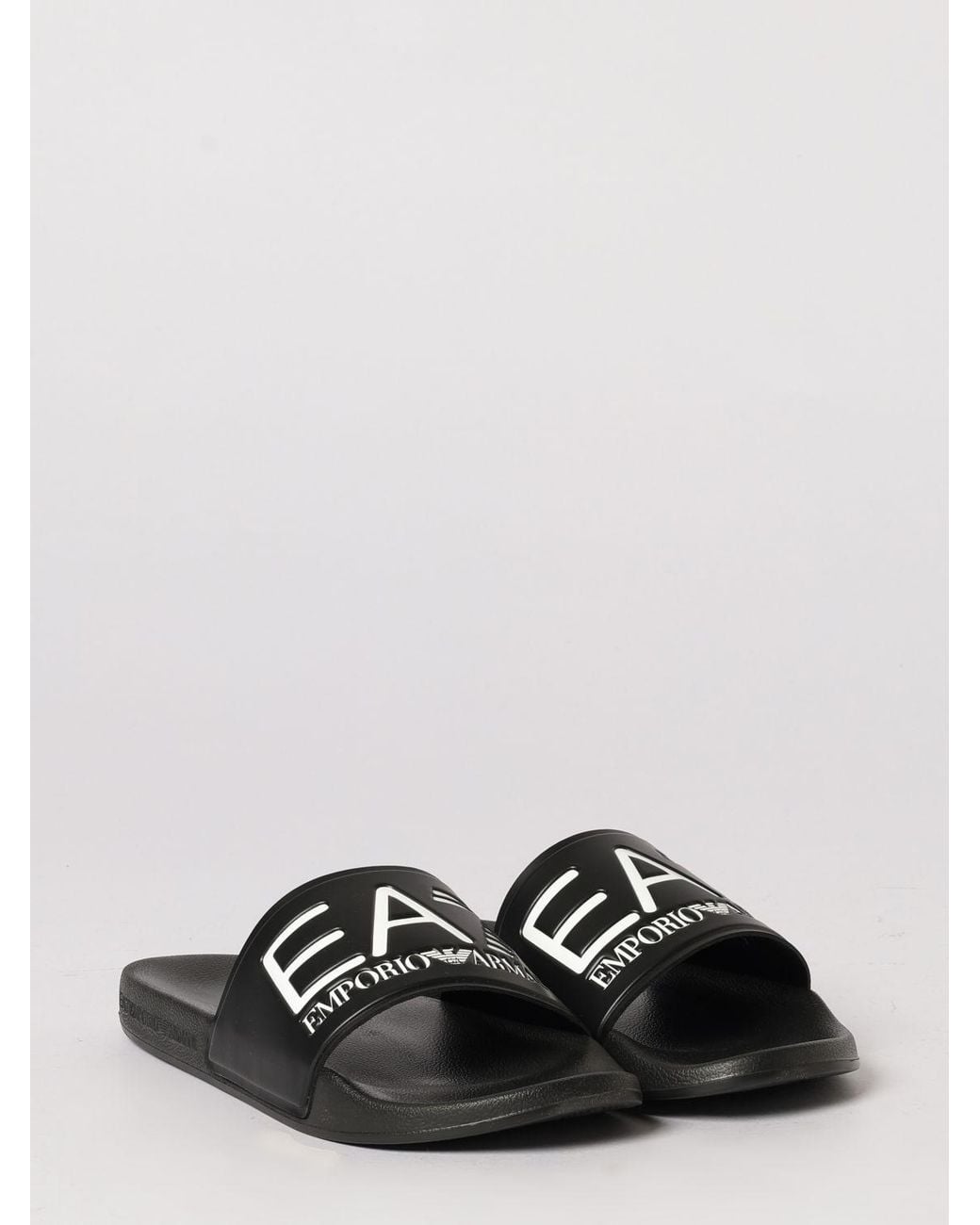 EA7 Gummi-Sliders Mit Logo-Print in White für Herren
