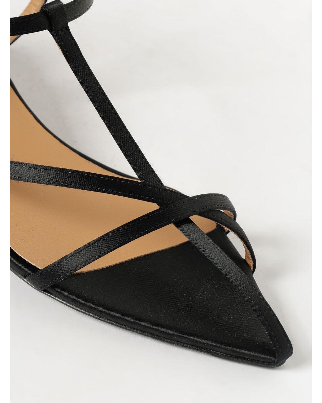 Jil Sander Black Cage Satin Low-Heeled Sandals With Ankle Strap