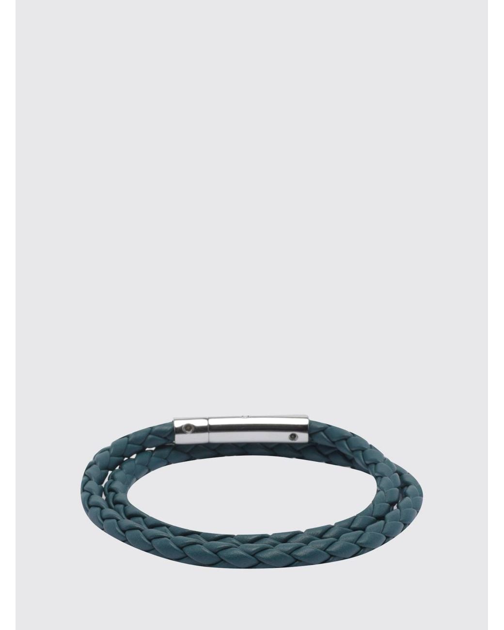 Tod's Blue Mycolors Woven Calfskin Leather Bracelet With Engraved Logo for men