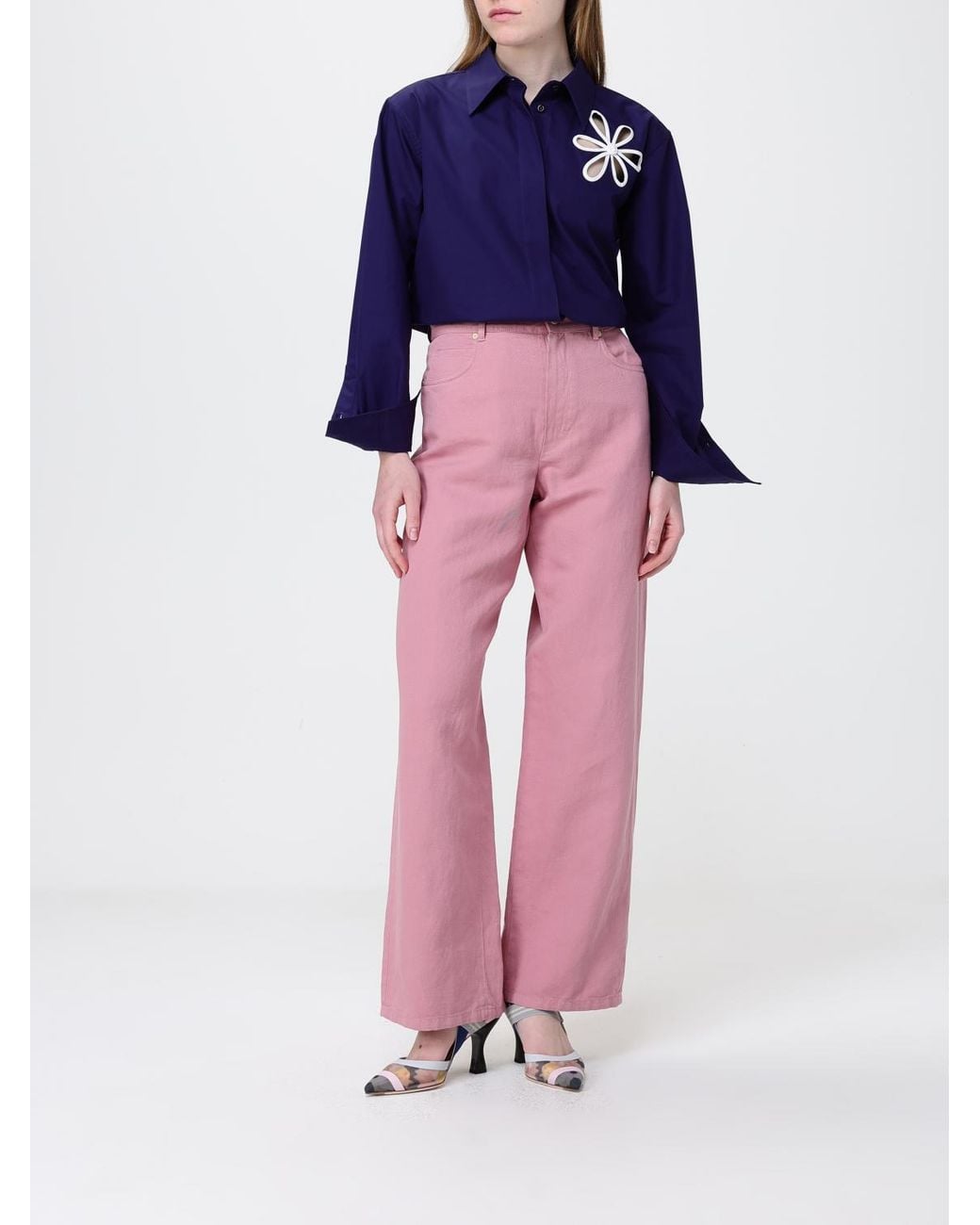 Fendi Blue Cotton Blend Shirt