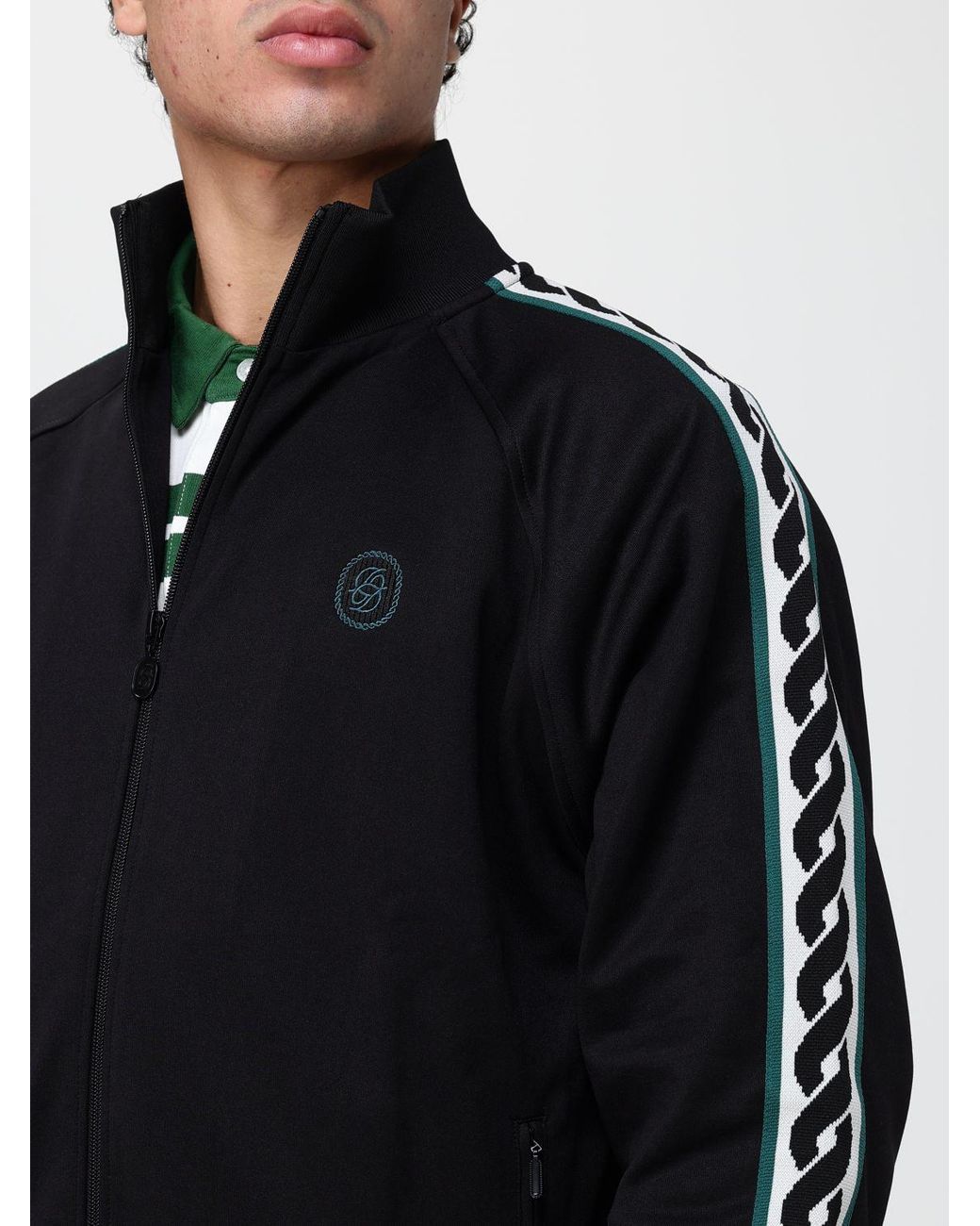 Drole de Monsieur Black Relaxed-Fit Zip-Up Sweatshirt With Embroidered Logo for men