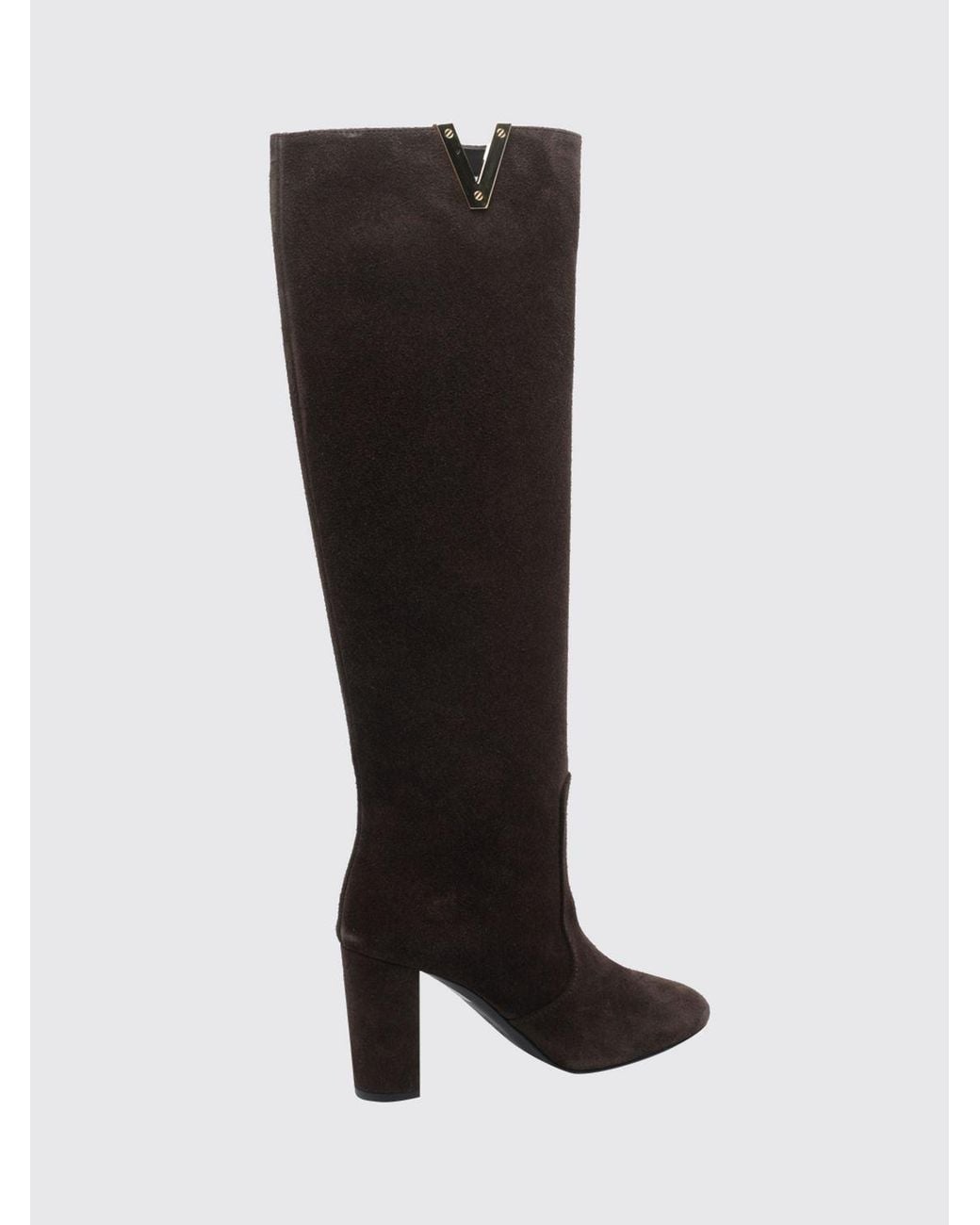 Via Roma 15 Black Suede High Boots With Heel And Almond Toe