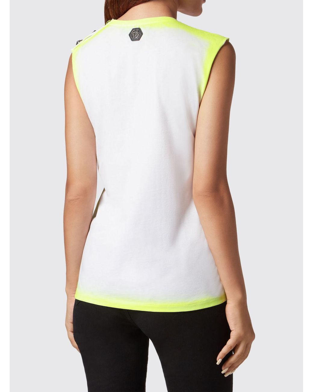Philipp Plein White Sleeveless Slim Fit Top