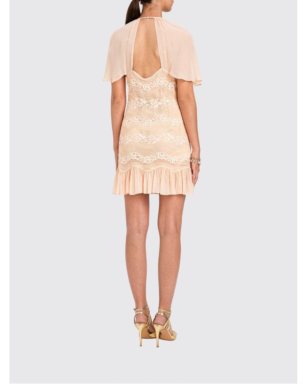 Twinset Natural Viscose And Lace Mini Dress