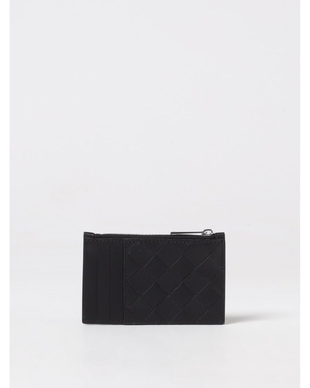 Bottega Veneta White Intrecciato Zip Card Holder for men