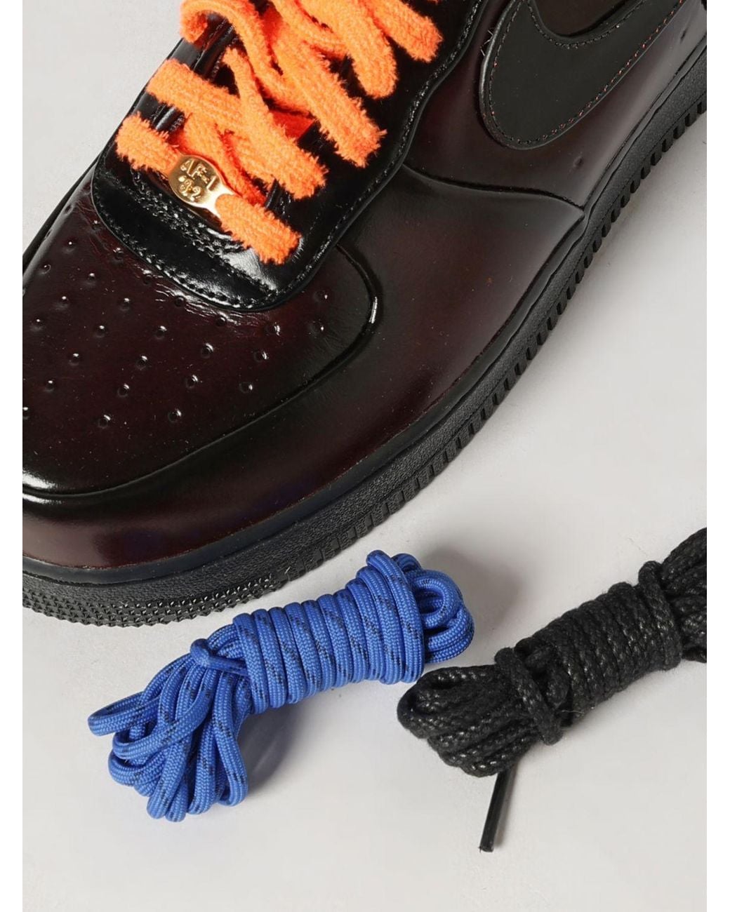 Nike Black Air Force 1 '07 Leather Trainers With Iconic Swoosh Logo And Perforated Toe for men