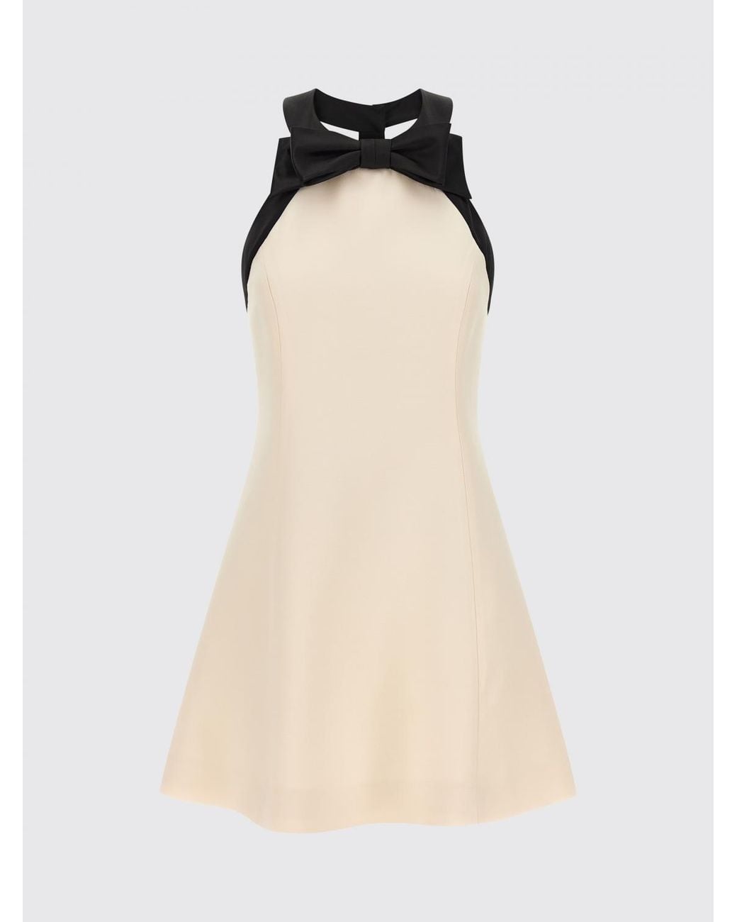 Valentino Garavani White A-Line Wool And Silk Mini Dress With Halter Neck And Bow