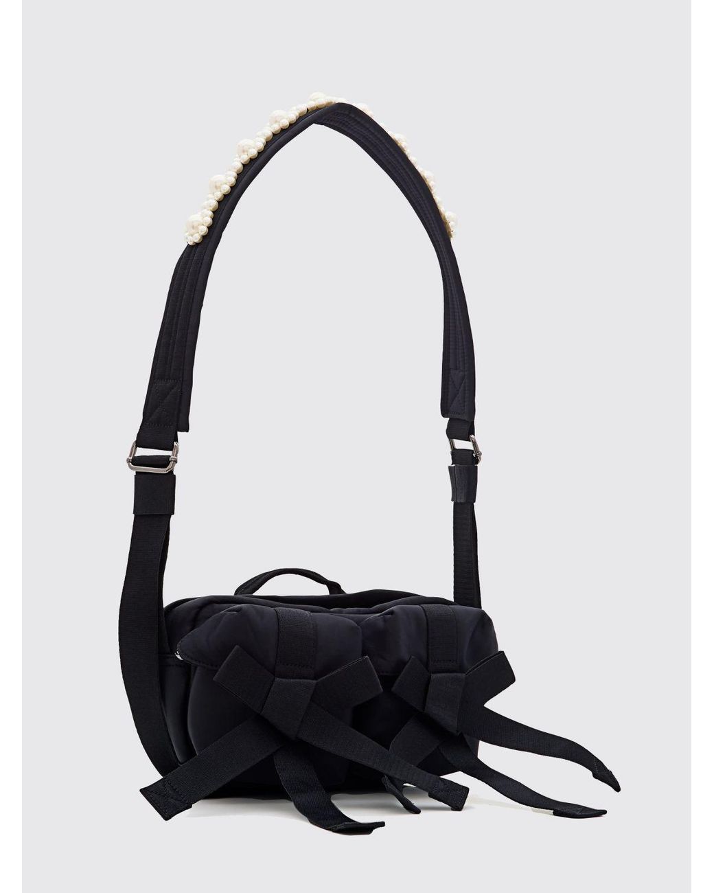 Simone Rocha White The Bow Polyester Shoulder Bag With Pearls