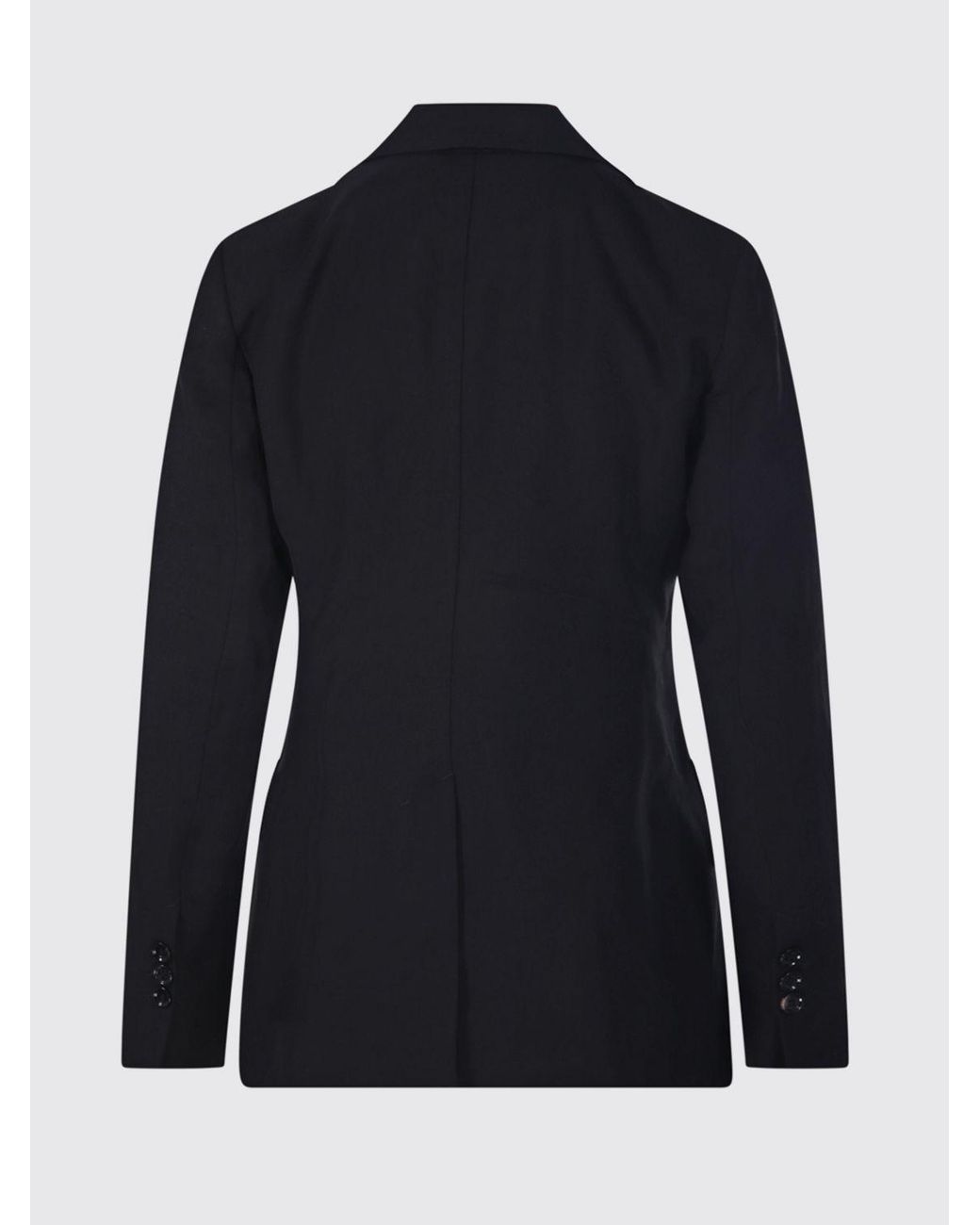 AMI Black Double-Breasted Linen Blend Blazer
