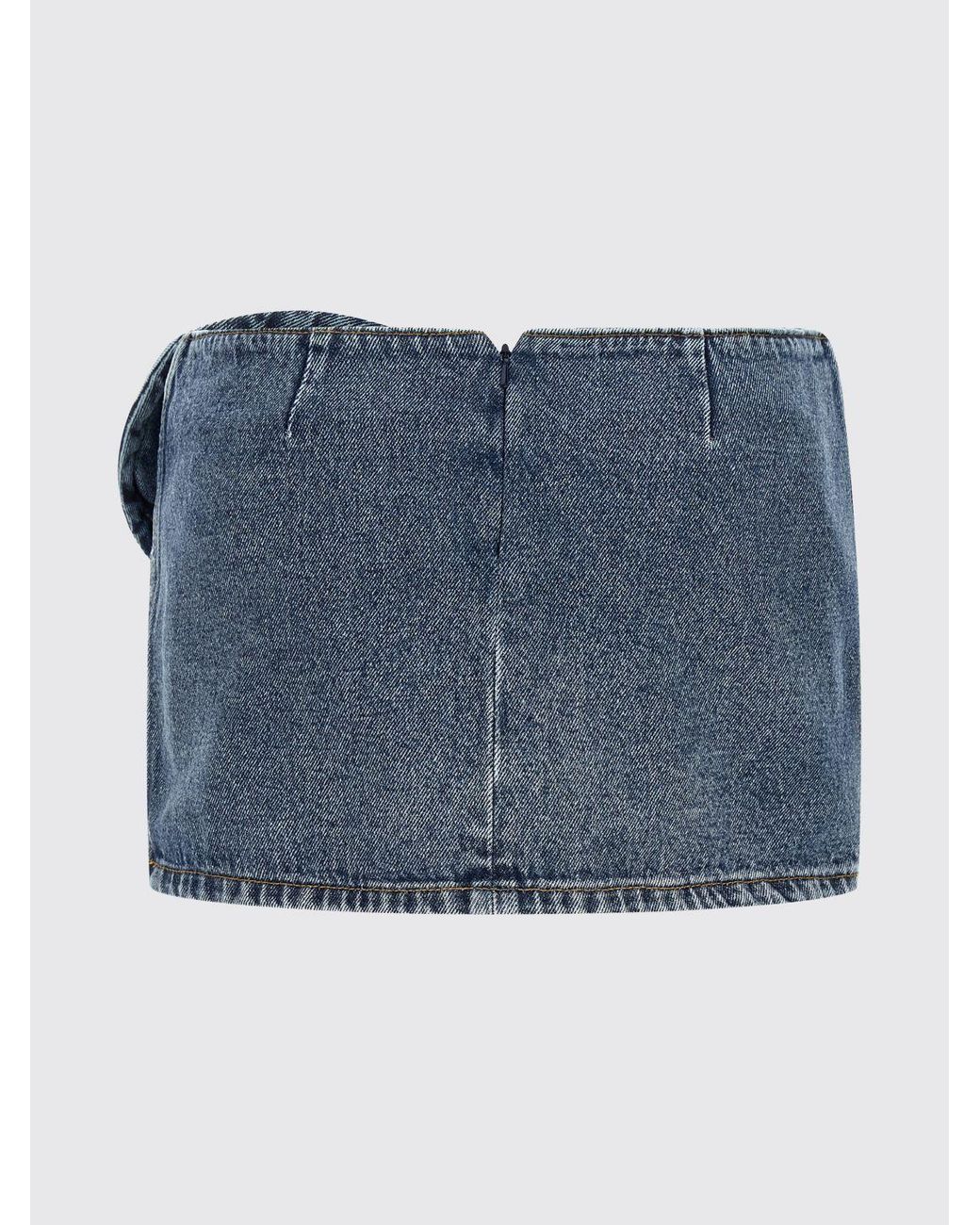 Magda Butrym Blue Cotton Denim Mini Skirt With Flower
