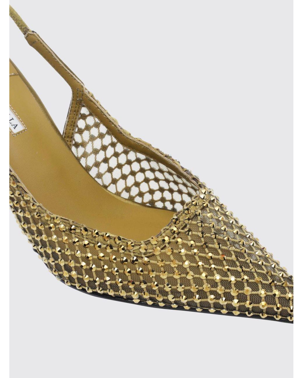 Le Silla Metallic Gilda Crystal-Embroidered Mesh High-Heeled Slingback Pumps