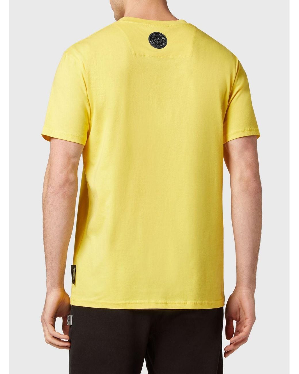 Philipp Plein Yellow Cotton T-Shirt With Graphic Print And Contrast Logo for men