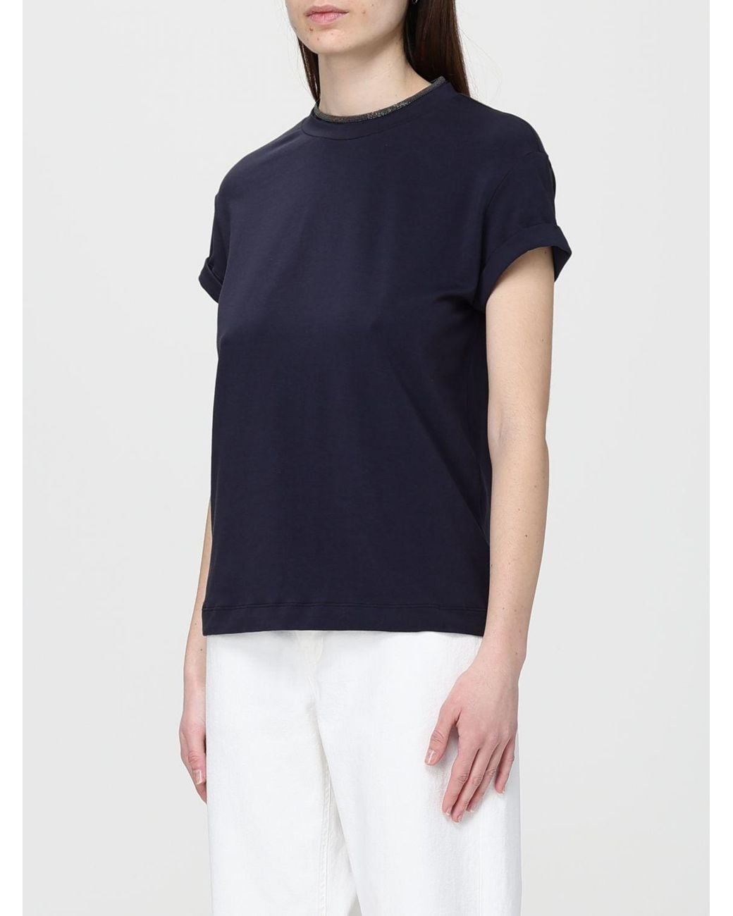 T-Shirt Basic di Brunello Cucinelli in Blue