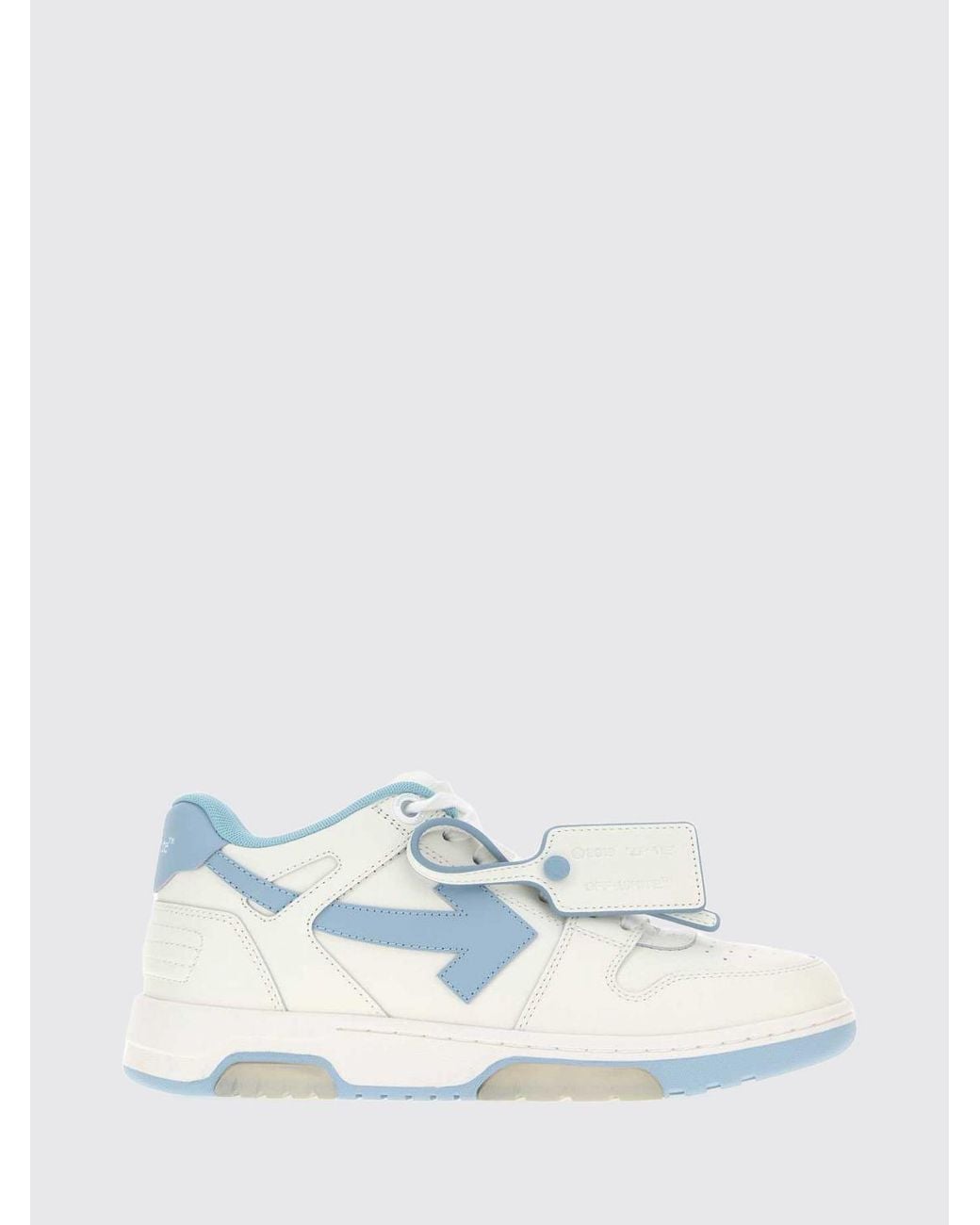 Off-White c/o Virgil Abloh Blue Out Of Office Low-Top Leather Sneakers With Perforated Toe And Logo