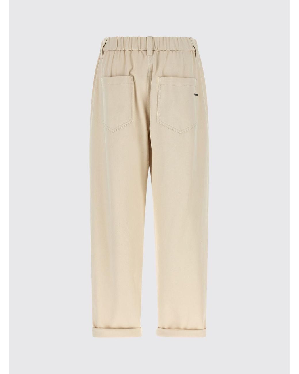 Brunello Cucinelli White Cropped Wide-Leg Cotton Trousers