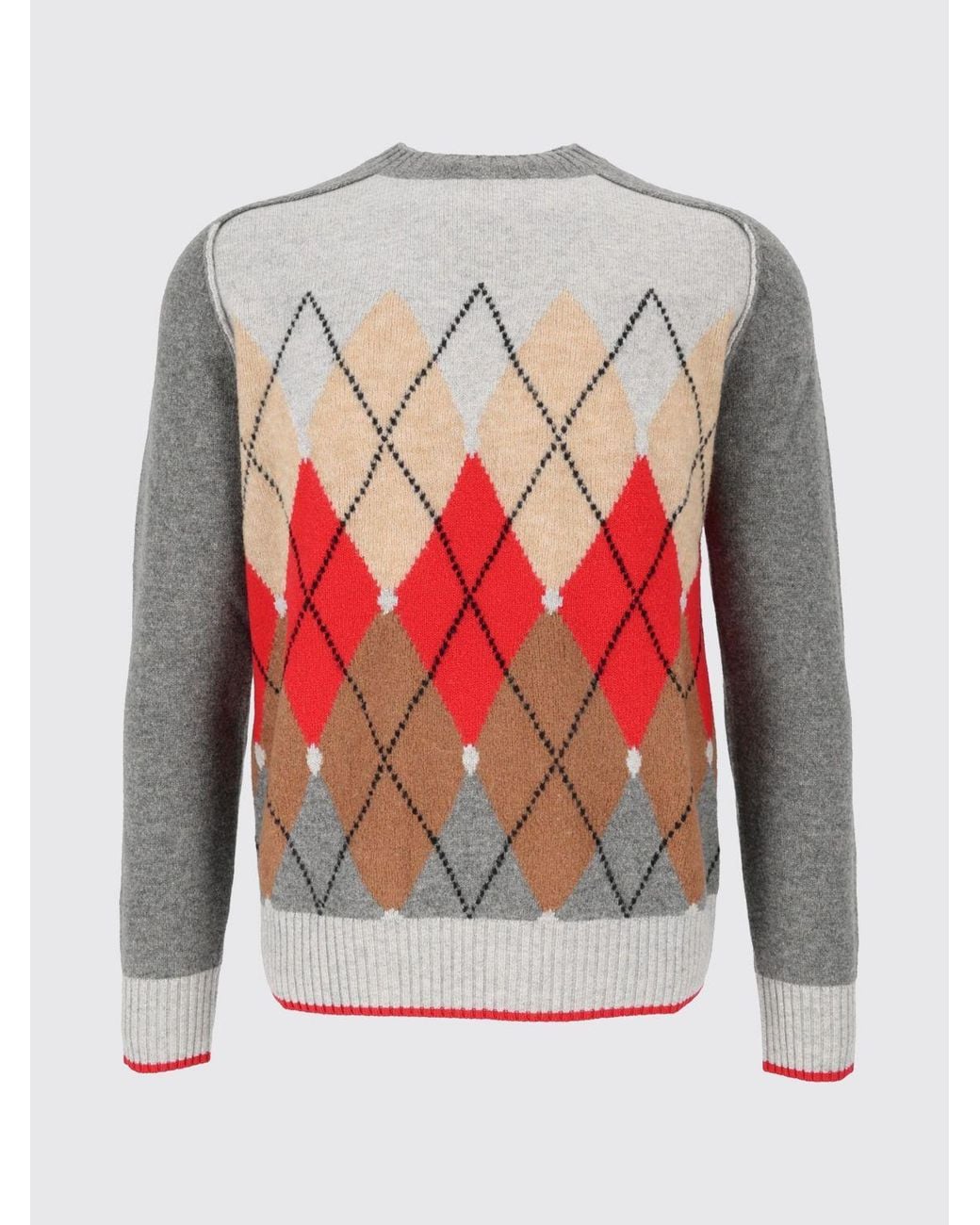 Ballantyne Red Wool Blend Crewneck Jumper With Argyle Diamond Pattern for men