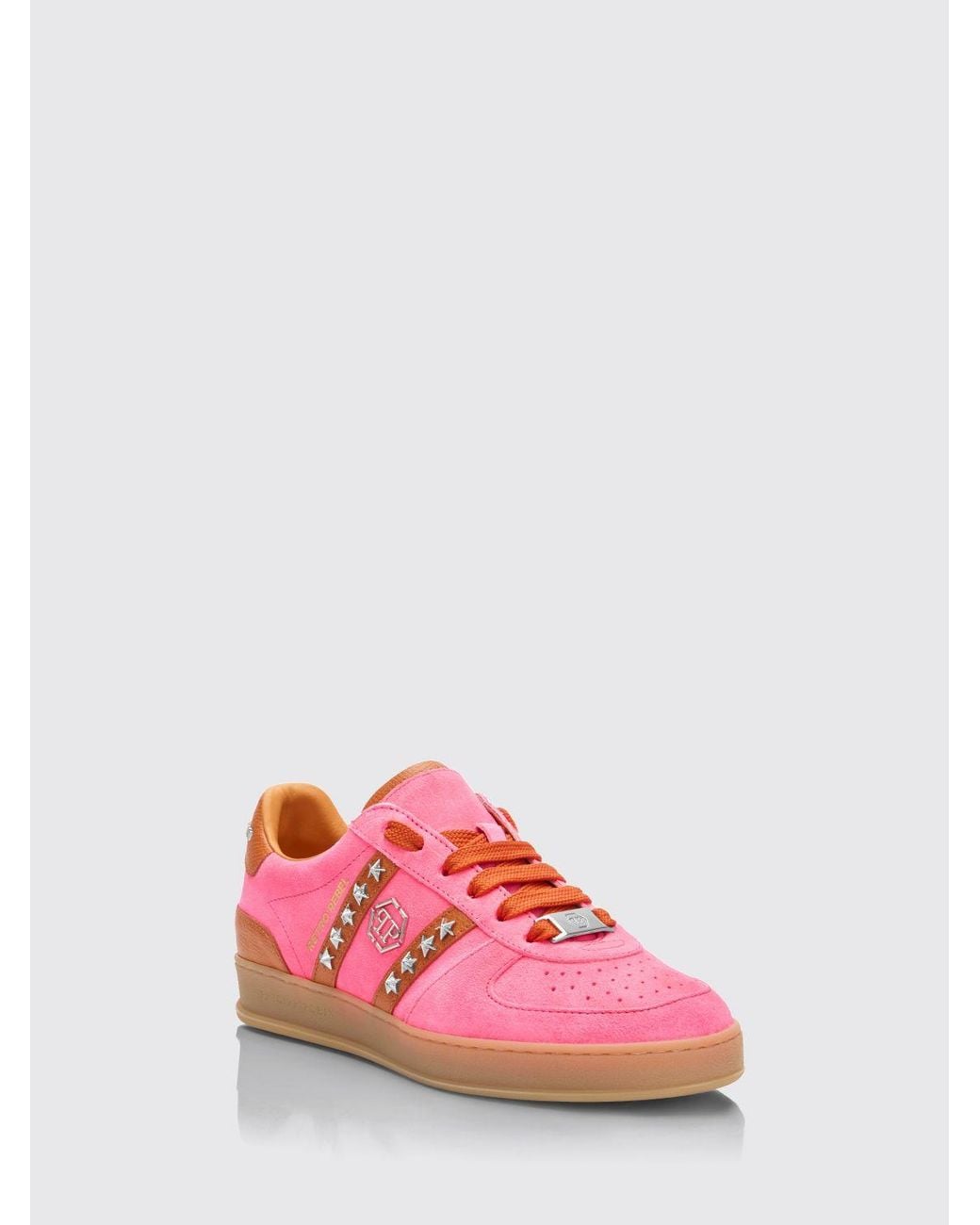 Philipp Plein Pink Retro Rebel Suede Sneakers With Applied Stars for men