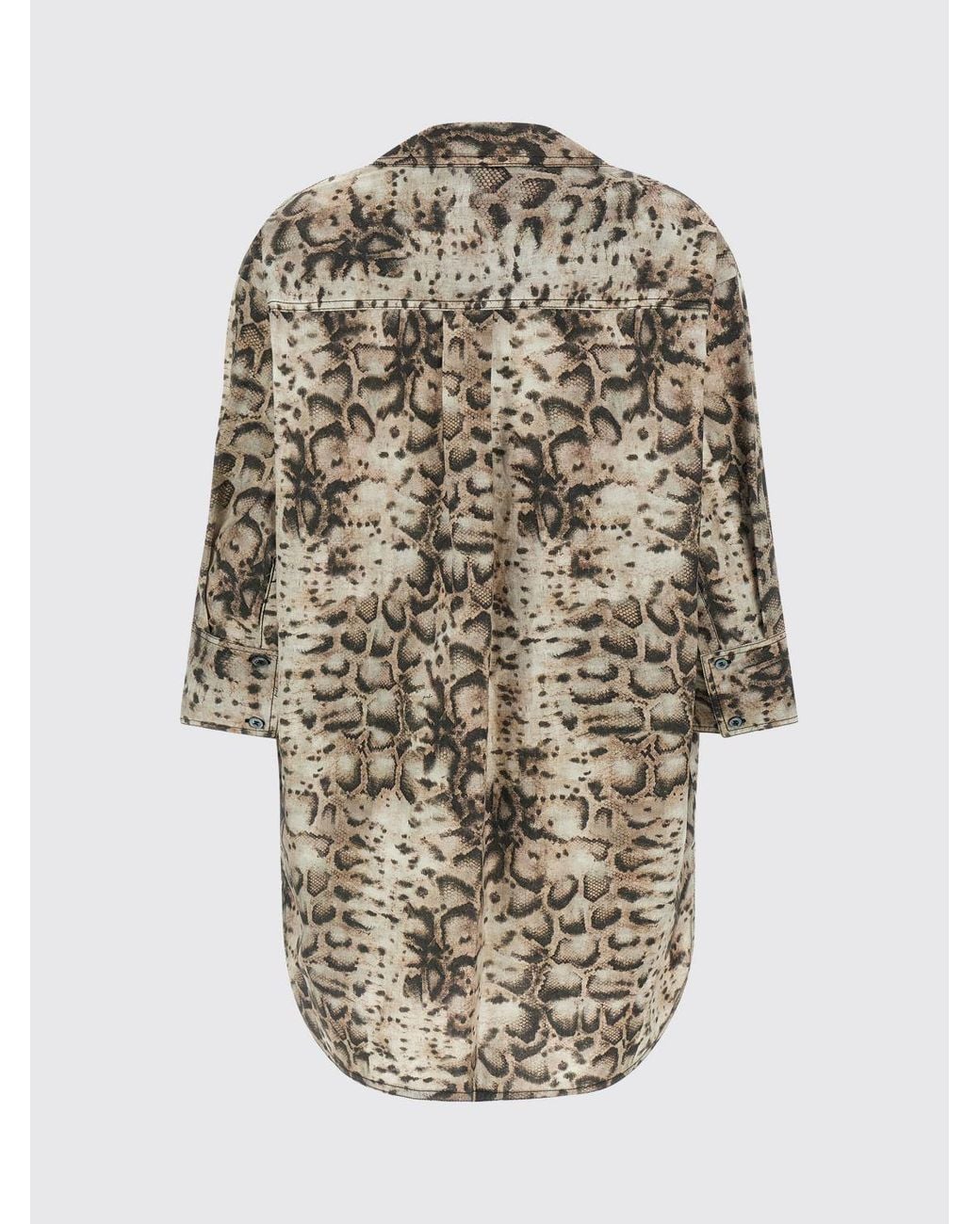 Pinko Natural Cotton Chemisier Dress With Snake Print
