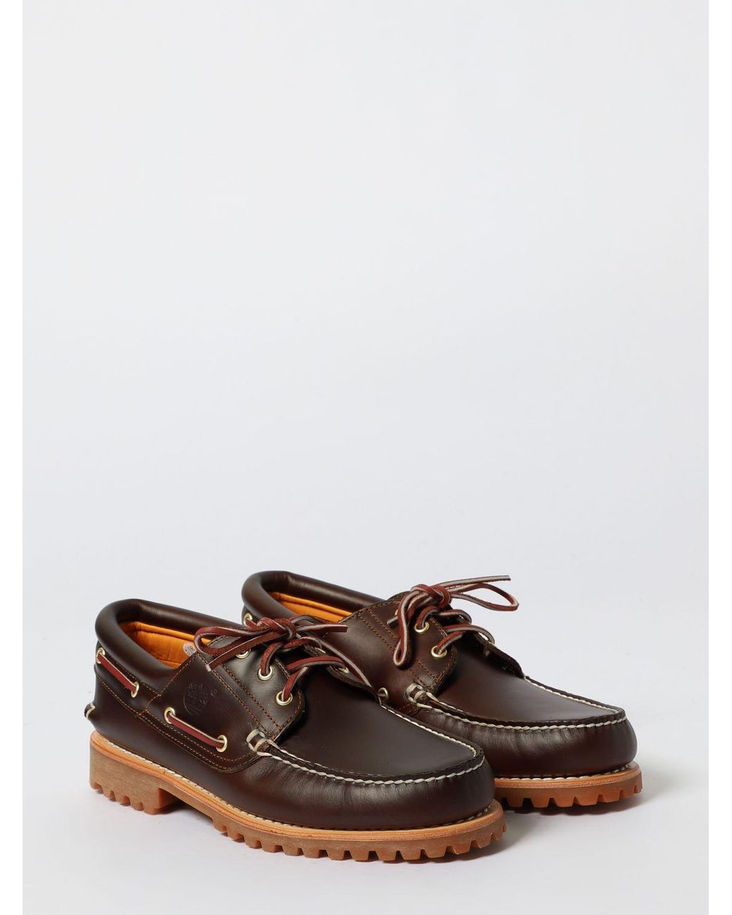 Timberland Brown Authentic 3-Eye Premium Leather Boat Moccasins for men