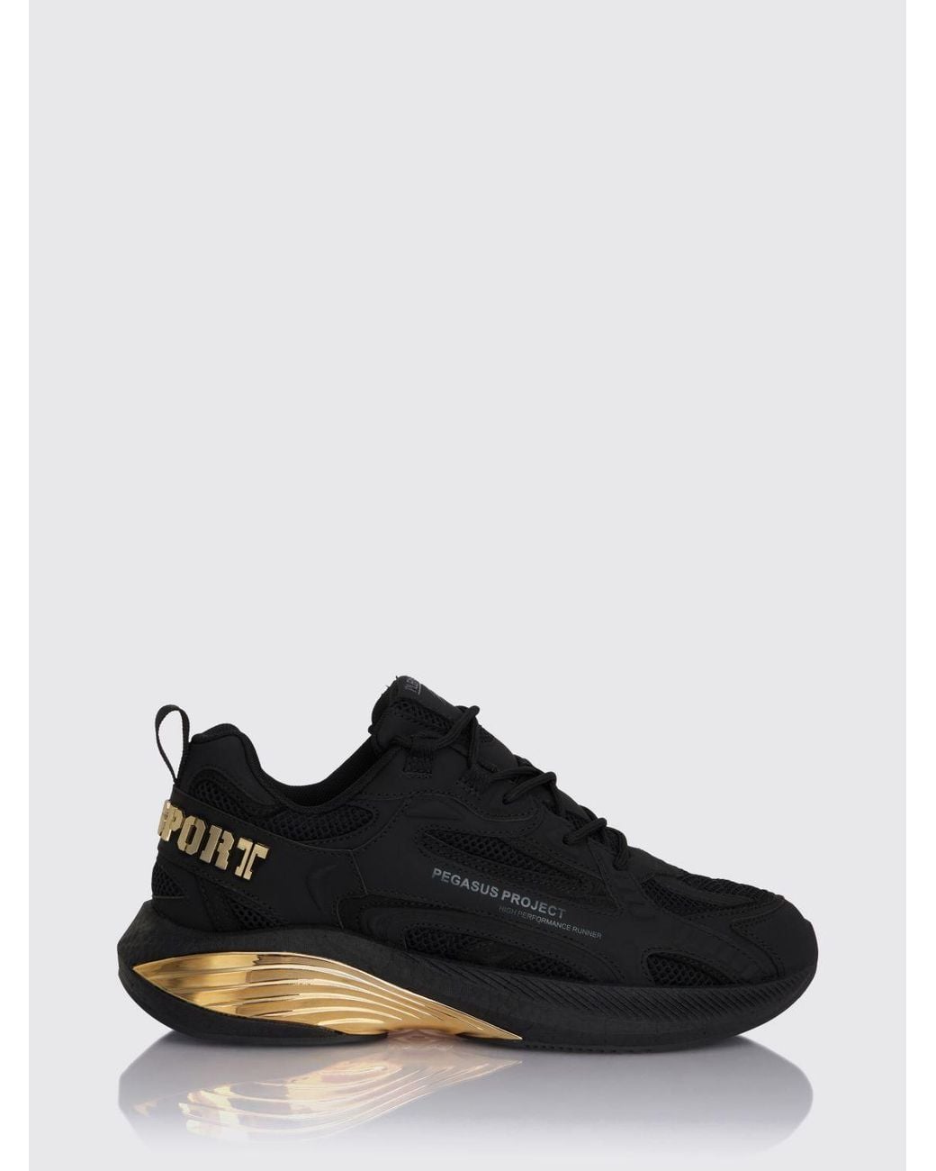 Philipp Plein Black Pegasus Project Mesh And Rubber Sneakers for men