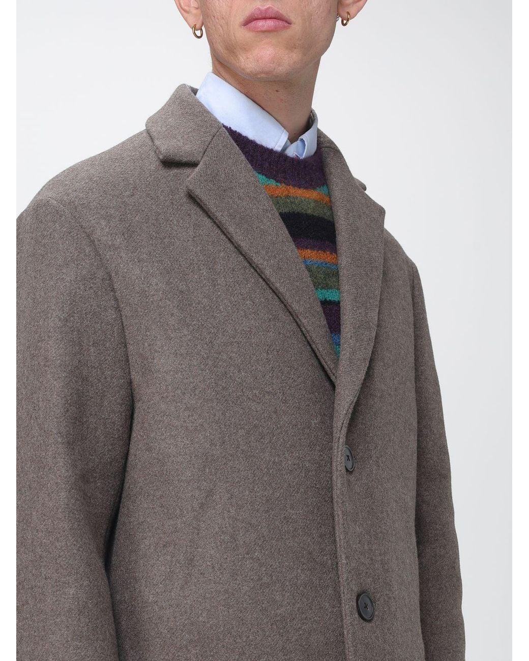 Dries Van Noten Gray Knee-Length Wool-Blend Coat With Lapels And Back Vent for men