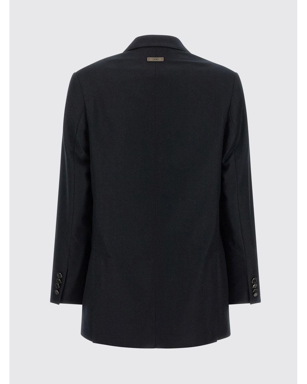 Peserico Black Single-Breasted Virgin Wool-Blend Blazer With Lapel Collar