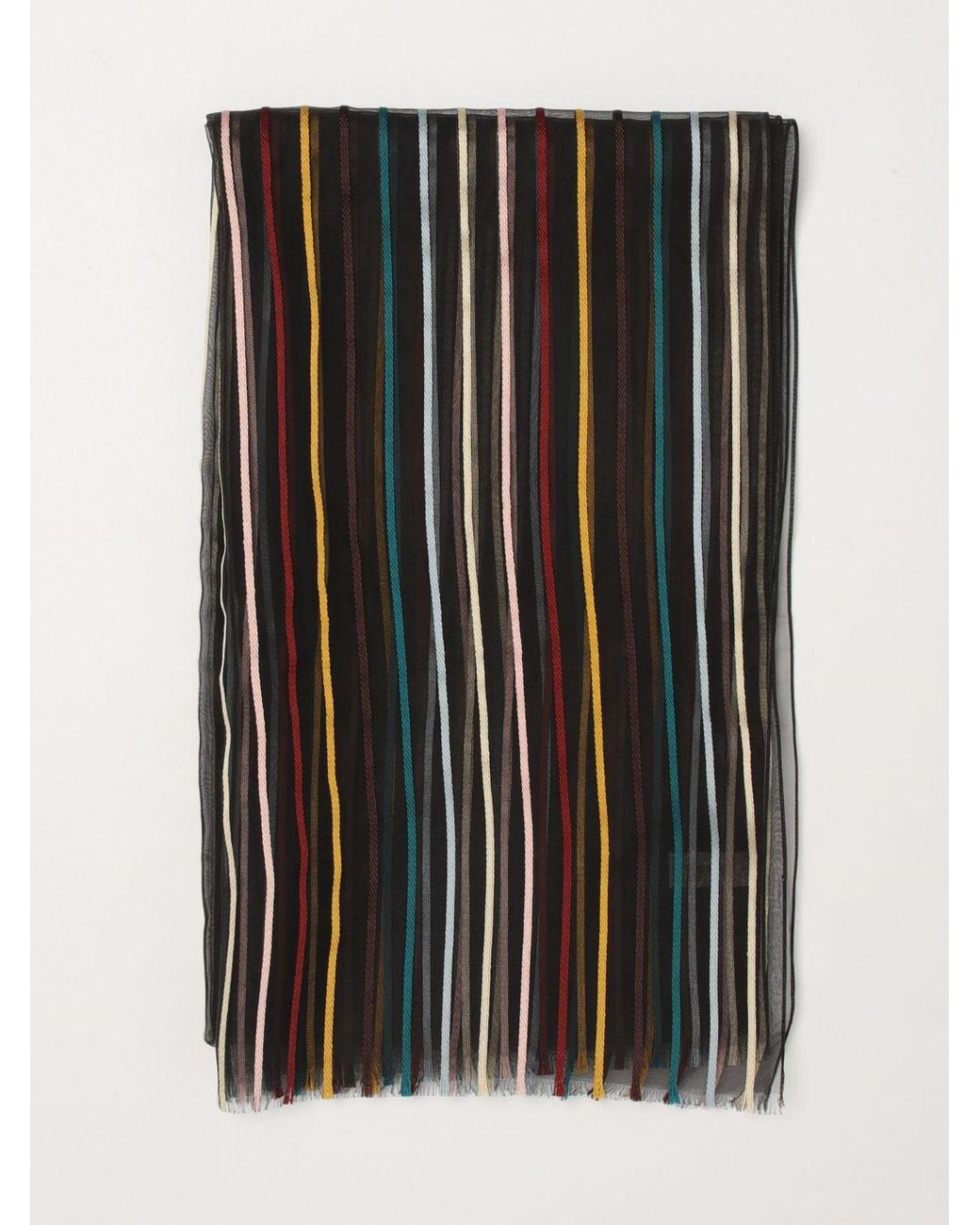 Paul Smith Black Striped Silk Blend Scarf