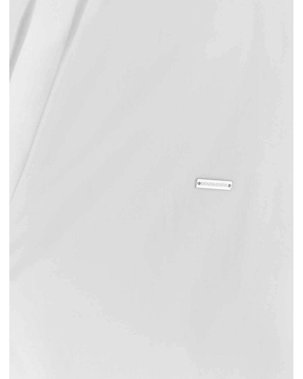DSquared² White Slim Fit Stretch Cotton Wrap Shirt With Asymmetrical Closure