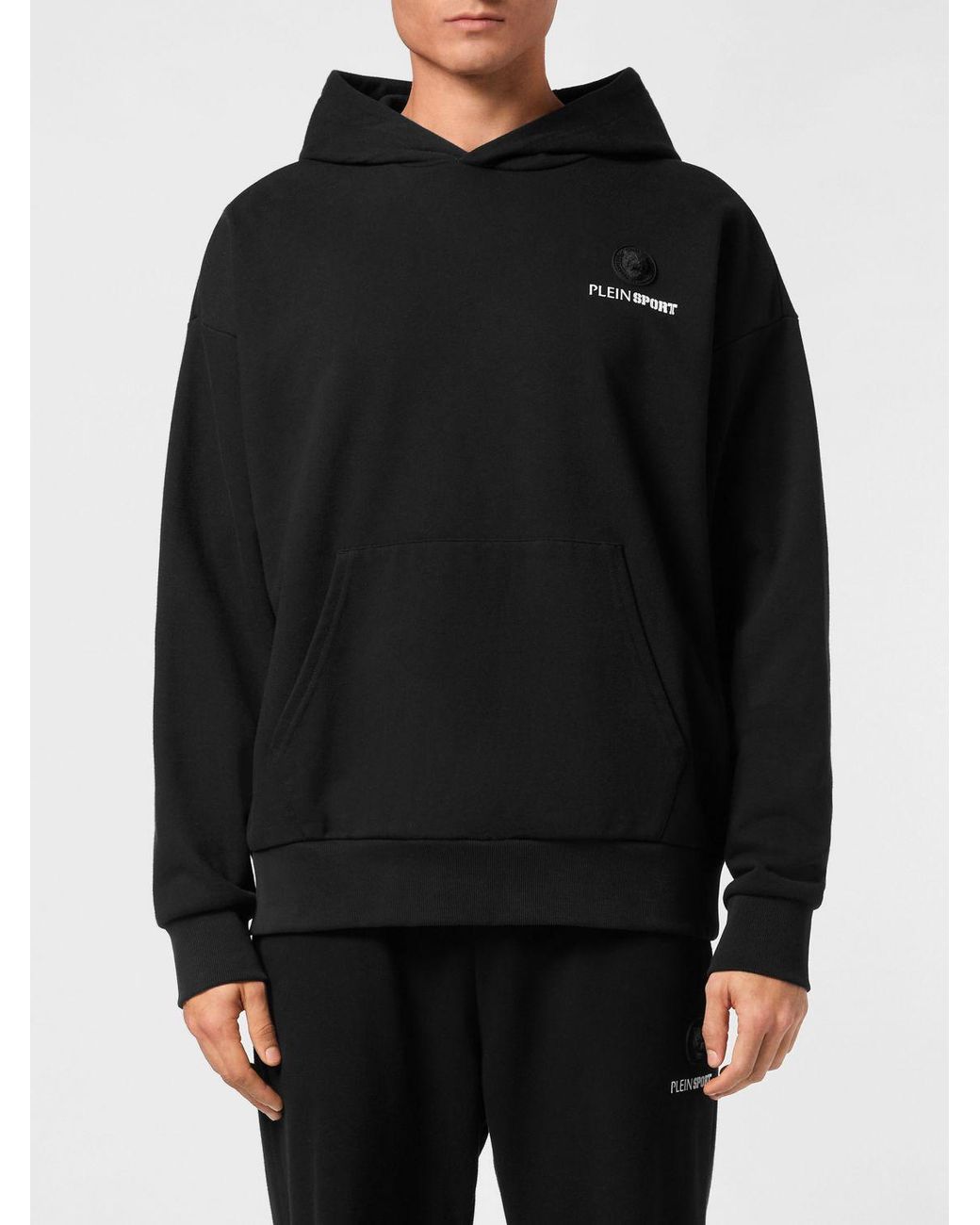 Philipp Plein Black Cotton Hooded Sweatshirt With Logo for men