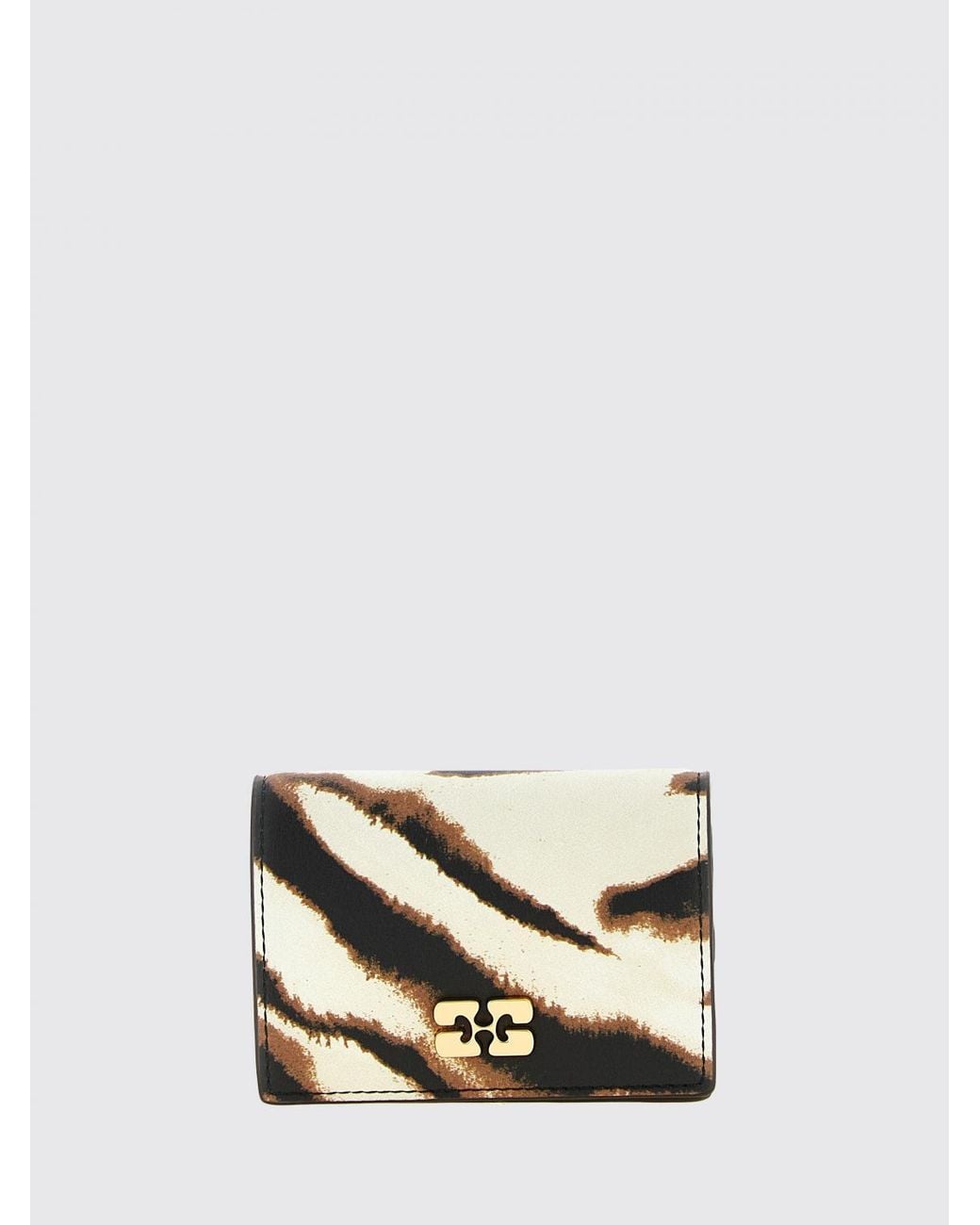 Ganni White Bou Zebra-Print Faux Leather Wallet With Butterfly Logo