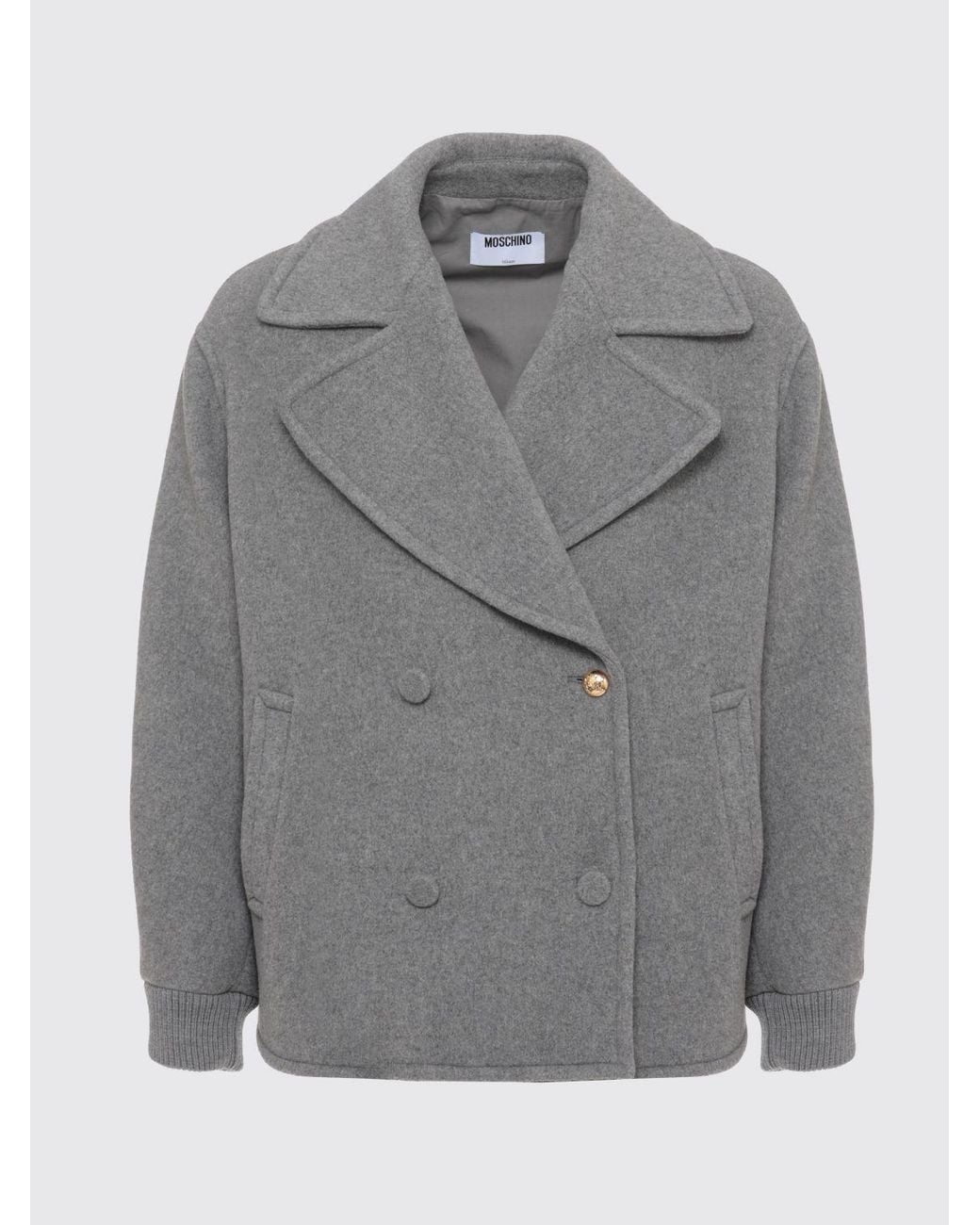 Moschino Couture Gray Double-Breasted Wool Blend Caban Coat With Lapels for men