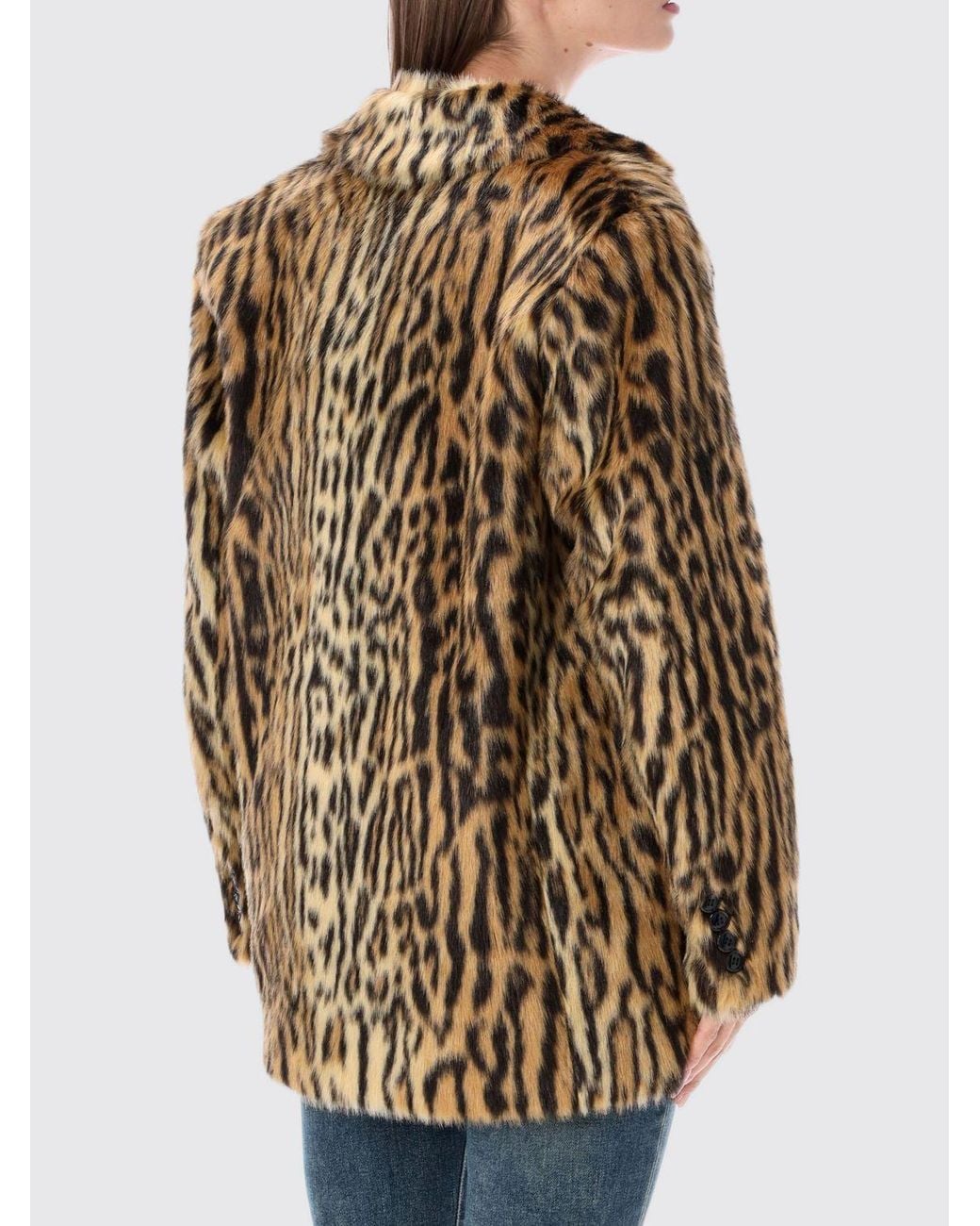 Stand Studio Multicolor Short Animal Print Faux Fur Jacket