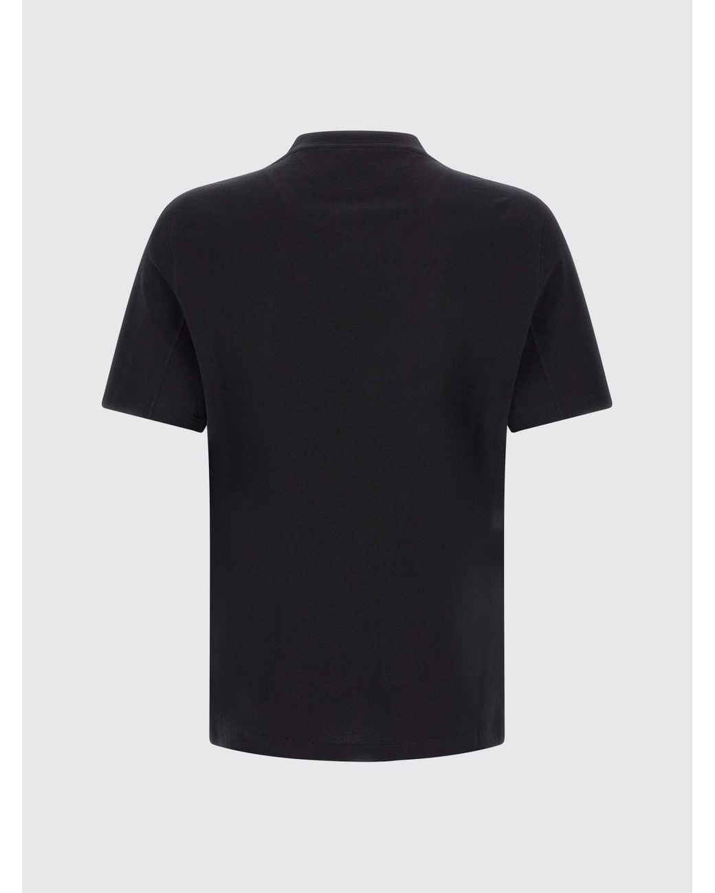 Brunello Cucinelli Black Cotton Crew-Neck T-Shirt With Contrast Logo for men